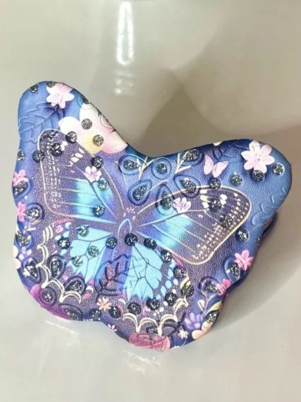 Butterfly Purple and Blue Compact Mirror